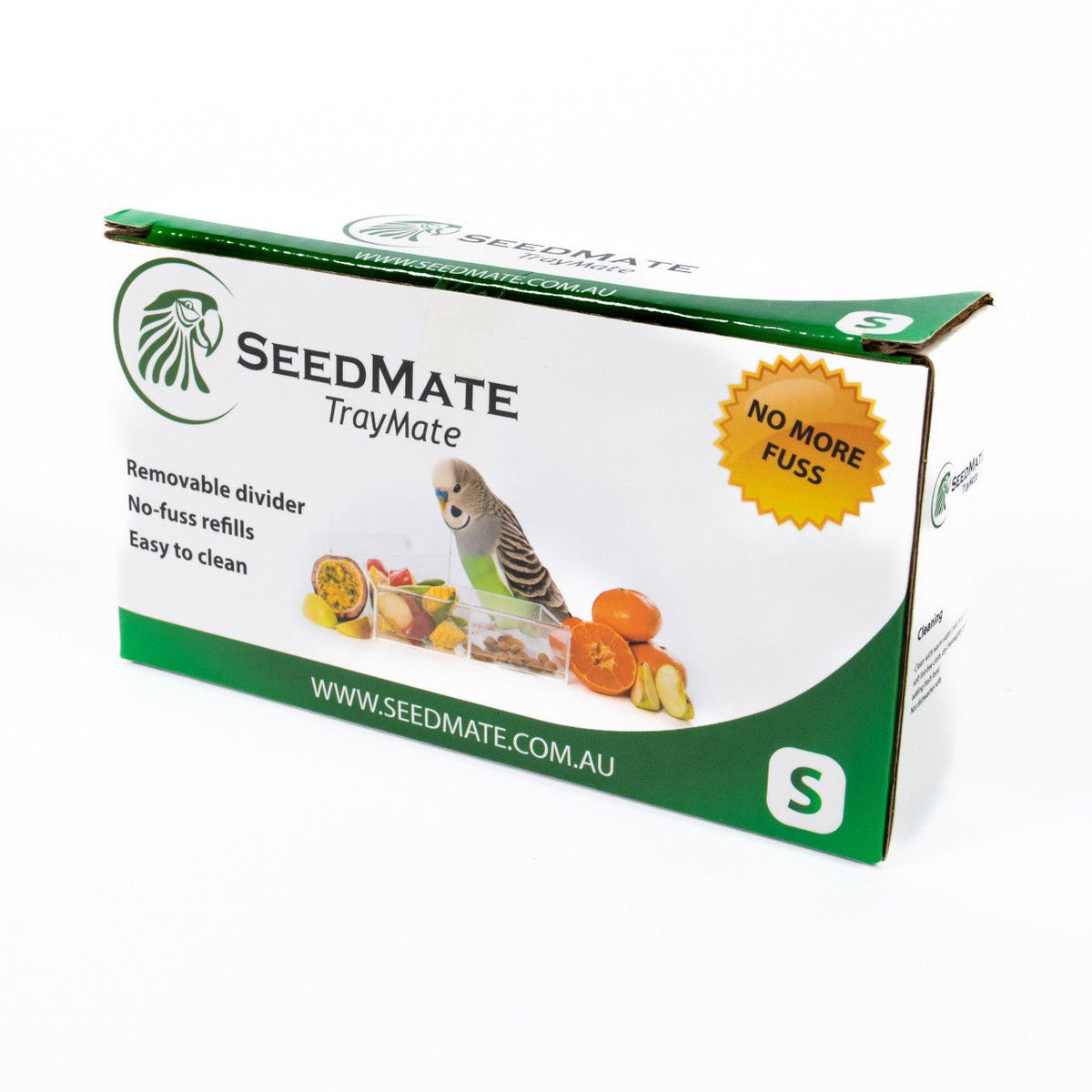 SeedMate TrayMate Easy-Feed Insert small size, green and white retail carton marked S
