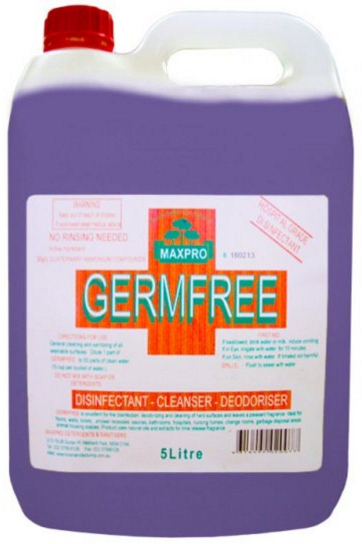 Maxpro Germ Free Disinfectant Fresh & Kleen 5L bottle front label