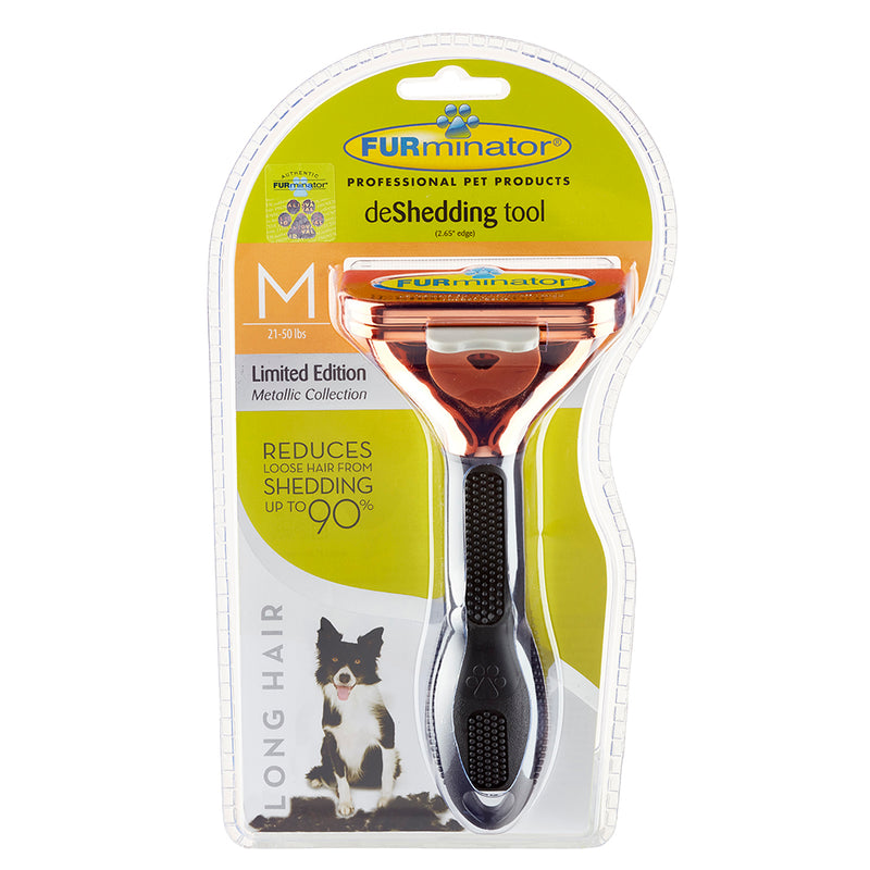 FURminator Undercoat deShedding Tool for Dogs - Medium Long Hair (Metallic Collection) | PeekAPaw Pet Supplies