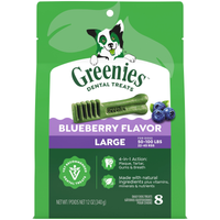 GREENIES Blueberry Flavour Large dental treats for dogs 22 to 45kg, front of the pack