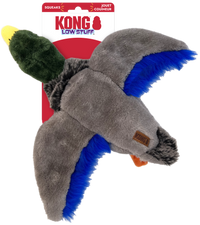 KONG Dog Toys Wild Low Stuffing Mallard Duck in retail packaging