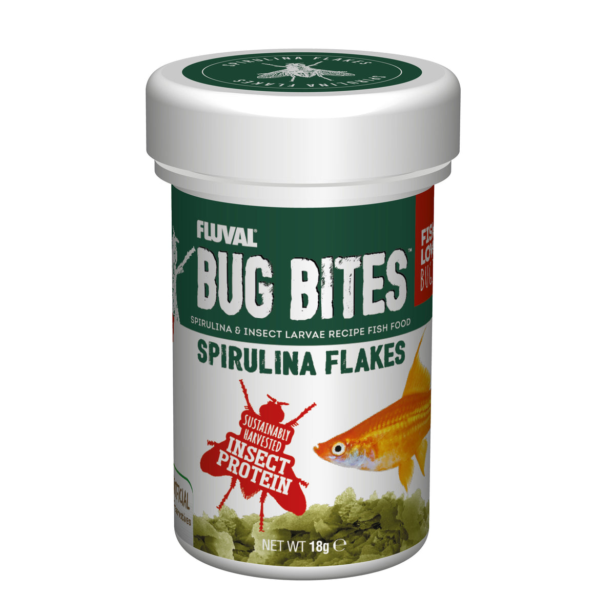 Fluval Bug Bites Spirulina Flakes - 18g | PeekAPaw Pet Supplies
