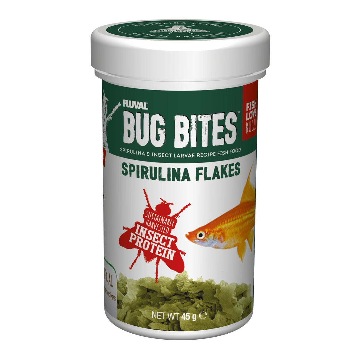 Fluval Bug Bites Spirulina Flakes - 45g | PeekAPaw Pet Supplies