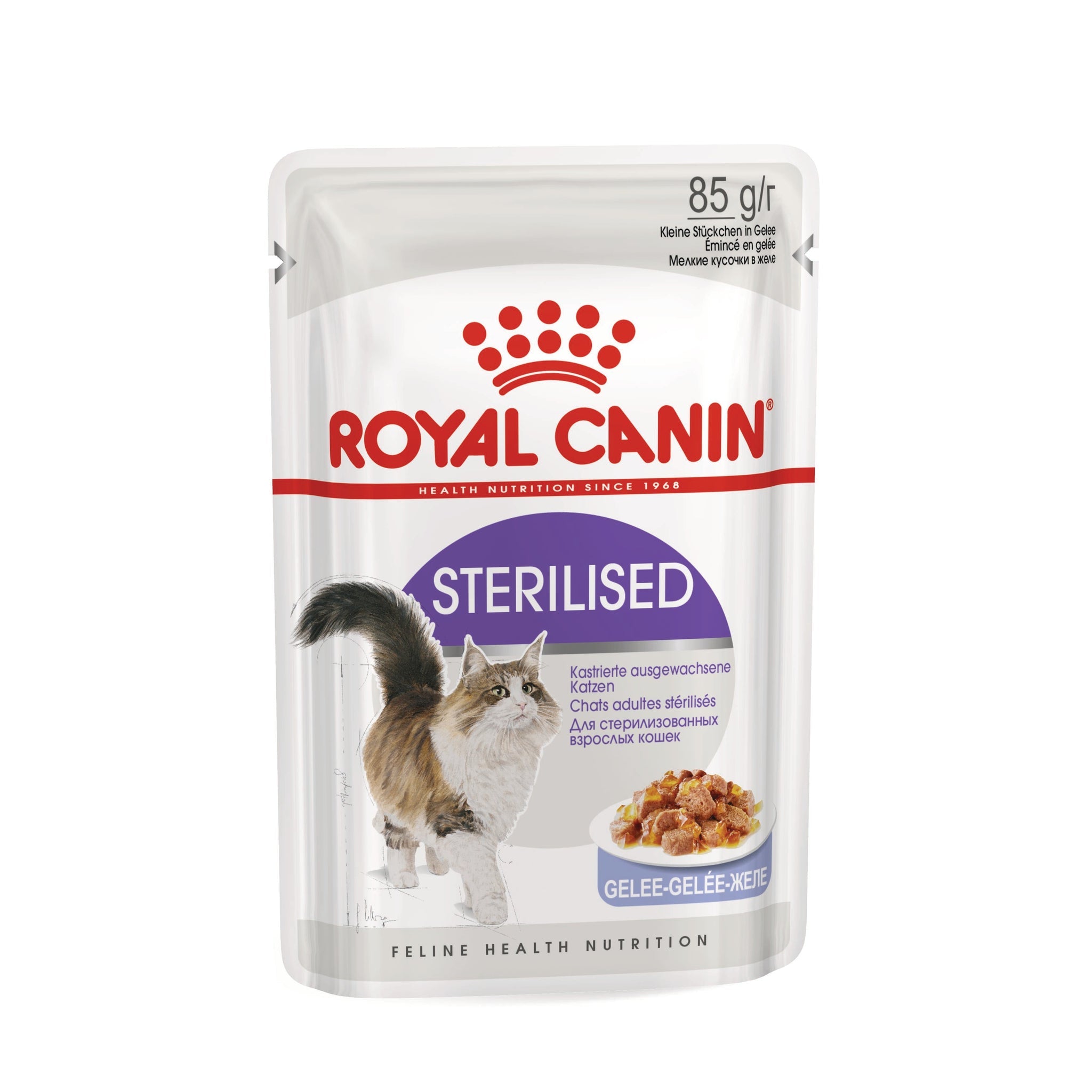 Royal Canin Sterilised jelly wet cat food 85g pouch front