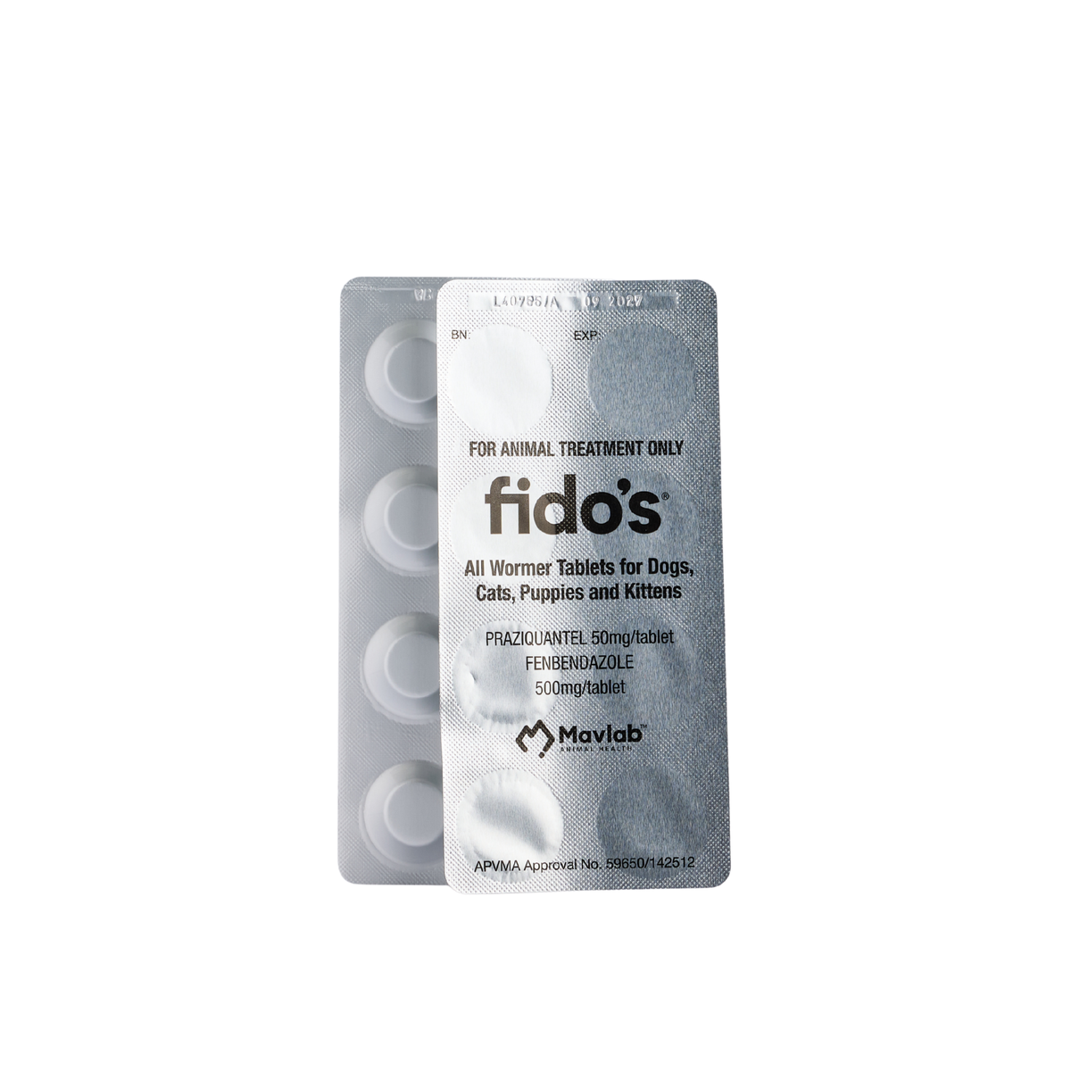 Fido's All Wormer Tablets blister pack detail
