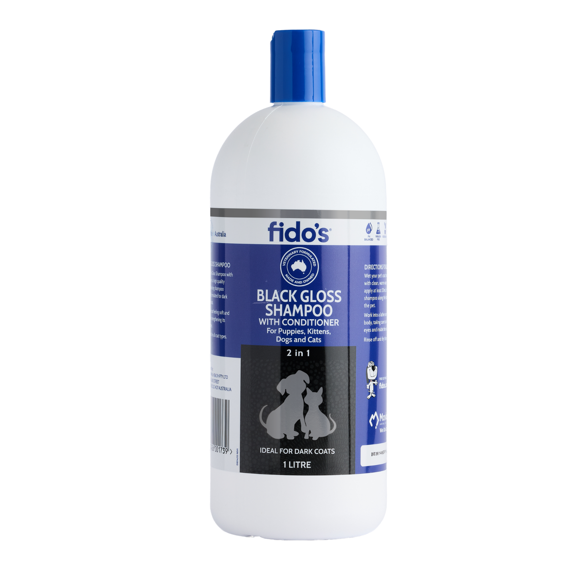 Fido's Black Gloss Shampoo & Conditioner 1 L bottle, front of pack