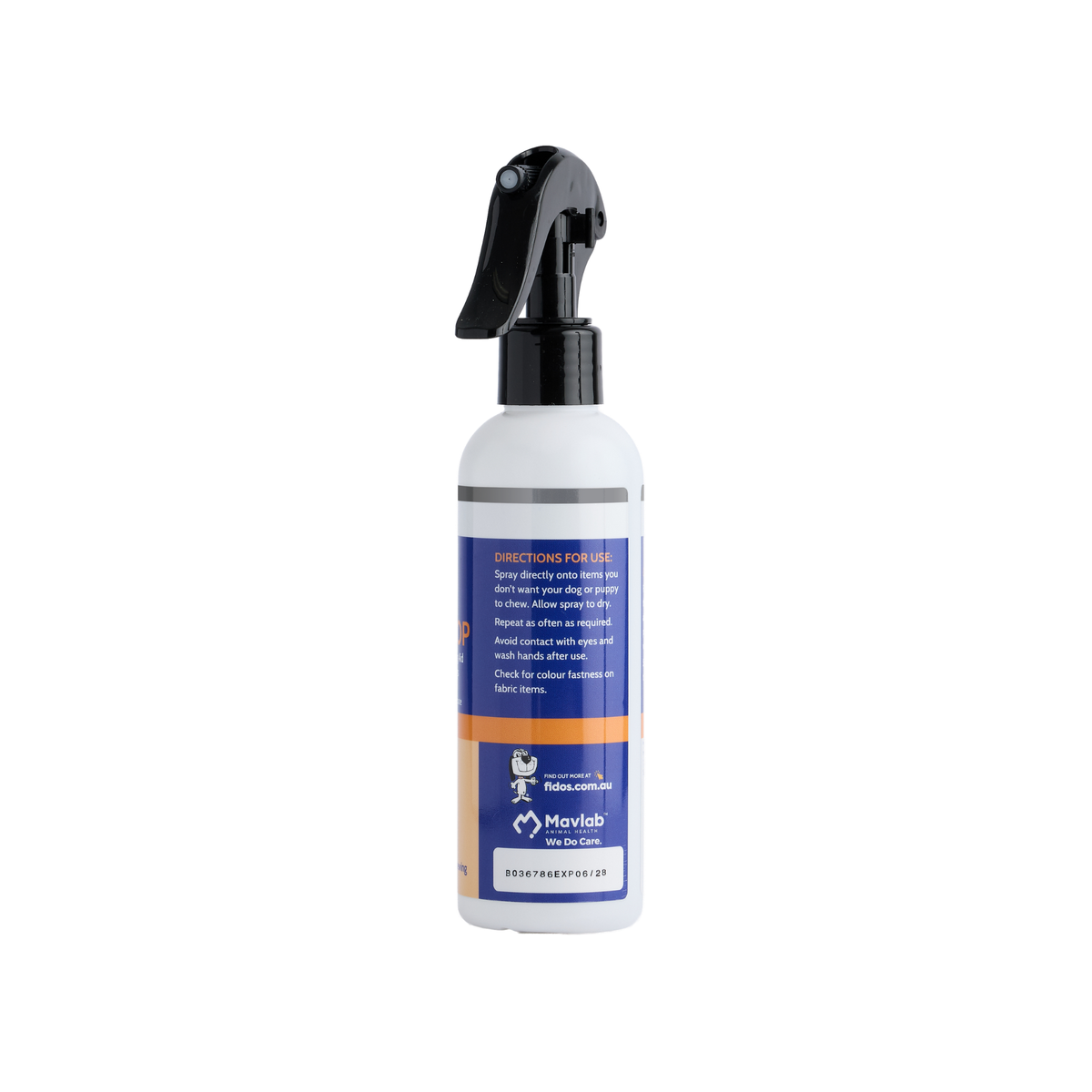 Fido's Chew Stop Spray 200 mL bottle, right side of pack