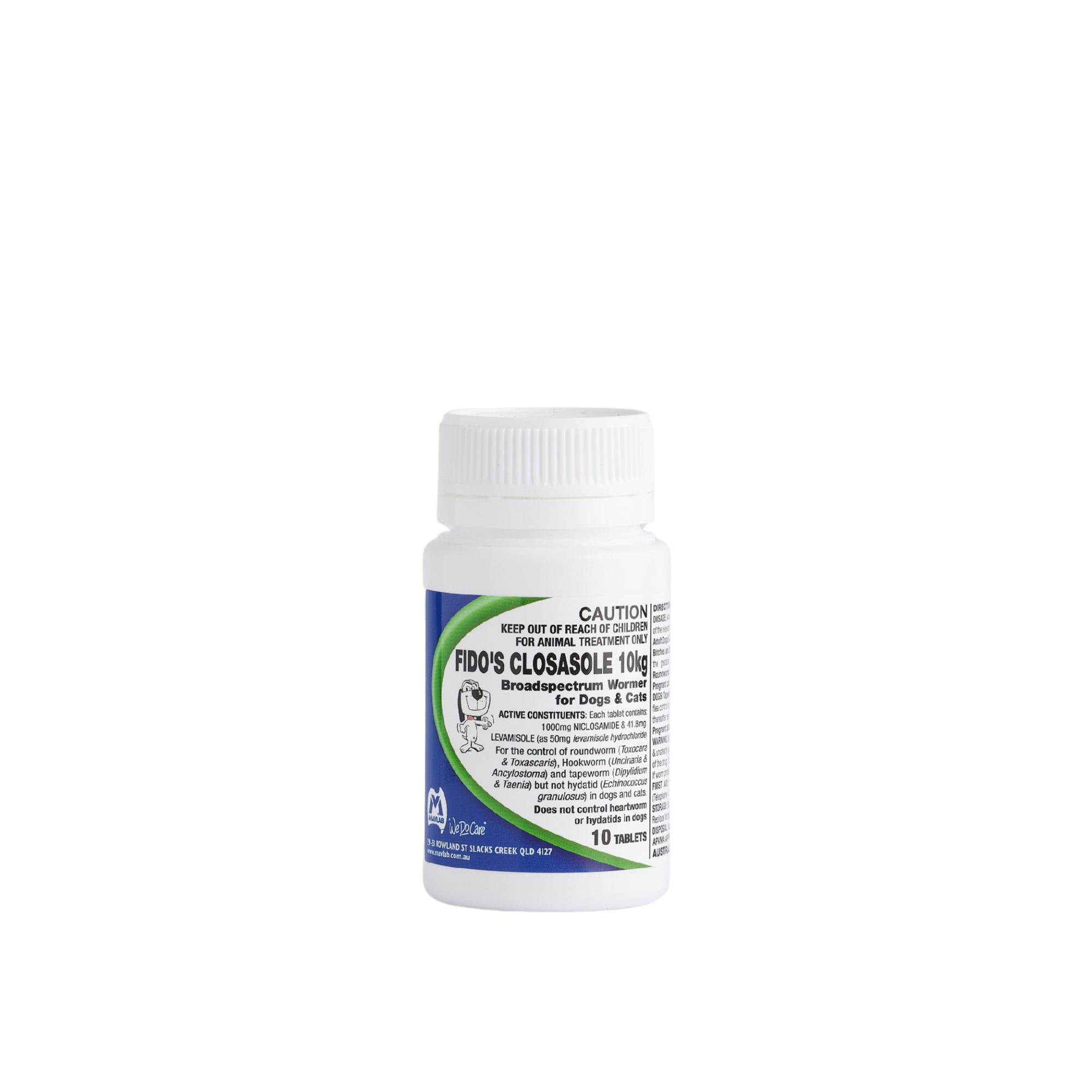 Fido's Closasole Broad Spectrum Wormer for dogs and cats, 10 tablet pack, front of pack