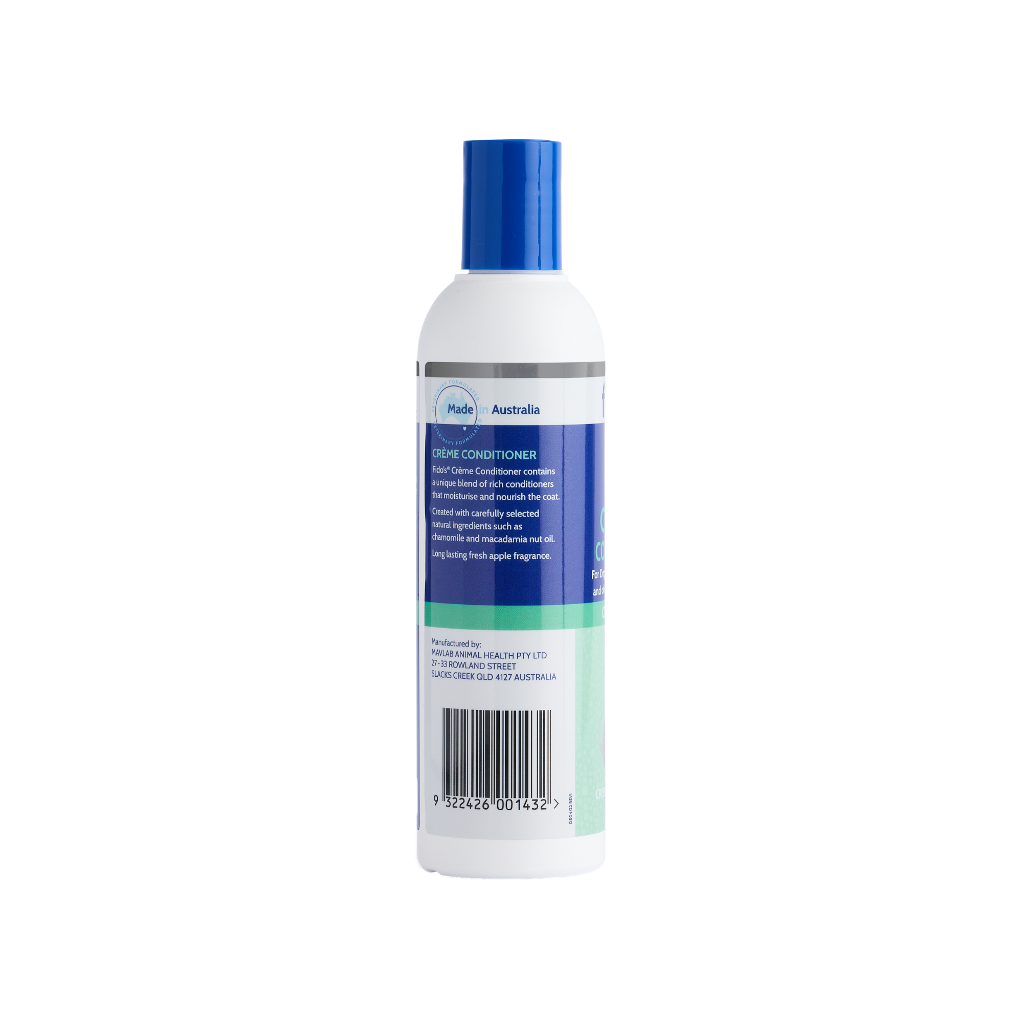 Fido's Creme Conditioner 250 mL bottle, left side of pack