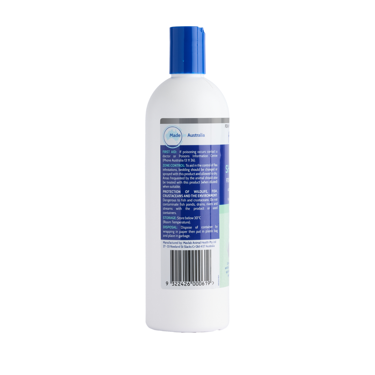 Fido's Flea Shampoo 500 mL bottle, left side of pack