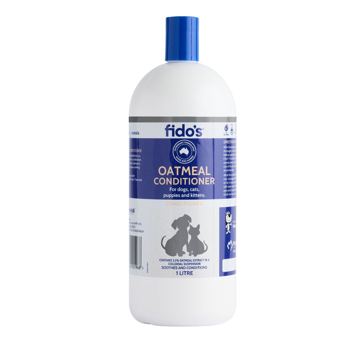 Fido's 2.5% Oatmeal Conditioner 1 L bottle, front of pack