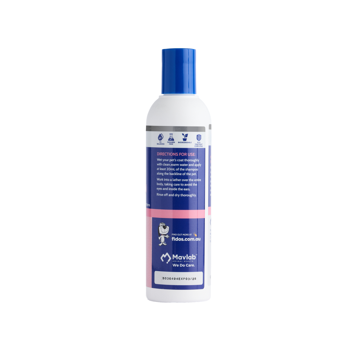 Fido's Puppy & Kitten Shampoo 250 mL bottle, right side of pack