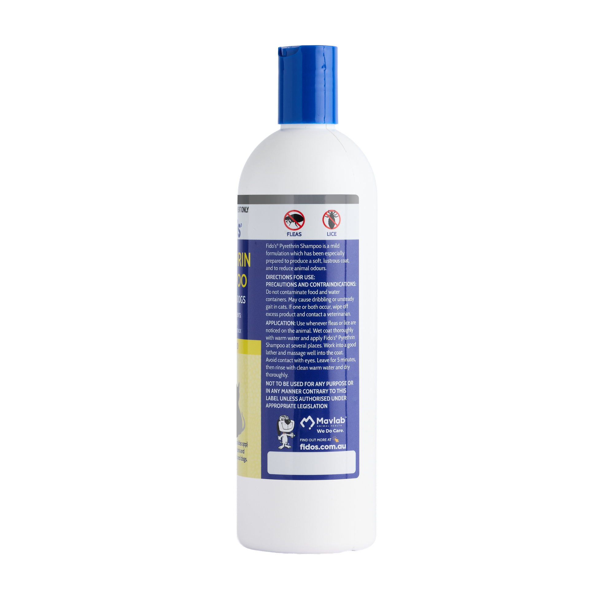 Fido's Pyrethrin Shampoo 500 mL bottle, right side of pack