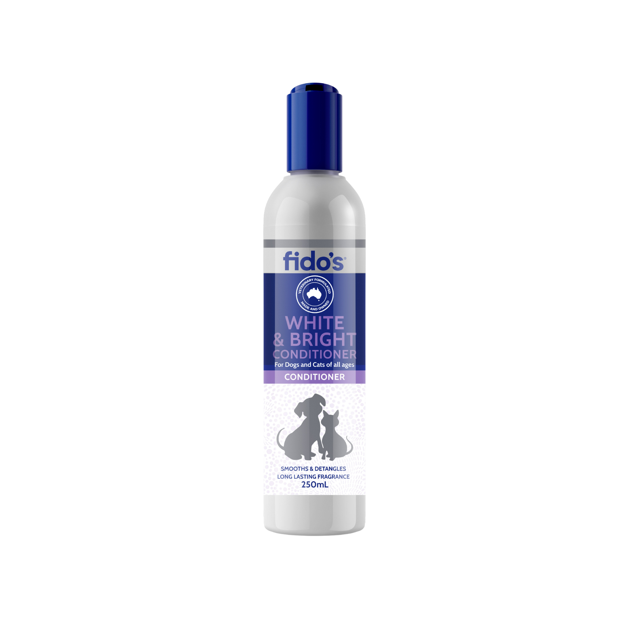 Fido's White and Bright Conditioner for dogs and cats 250 mL bottle, front of pack