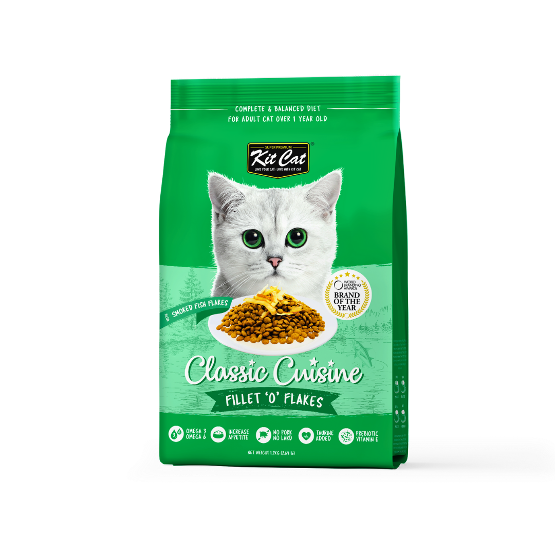 Kit Cat Premium Dry Cat Food Fillet O Flakes pack front
