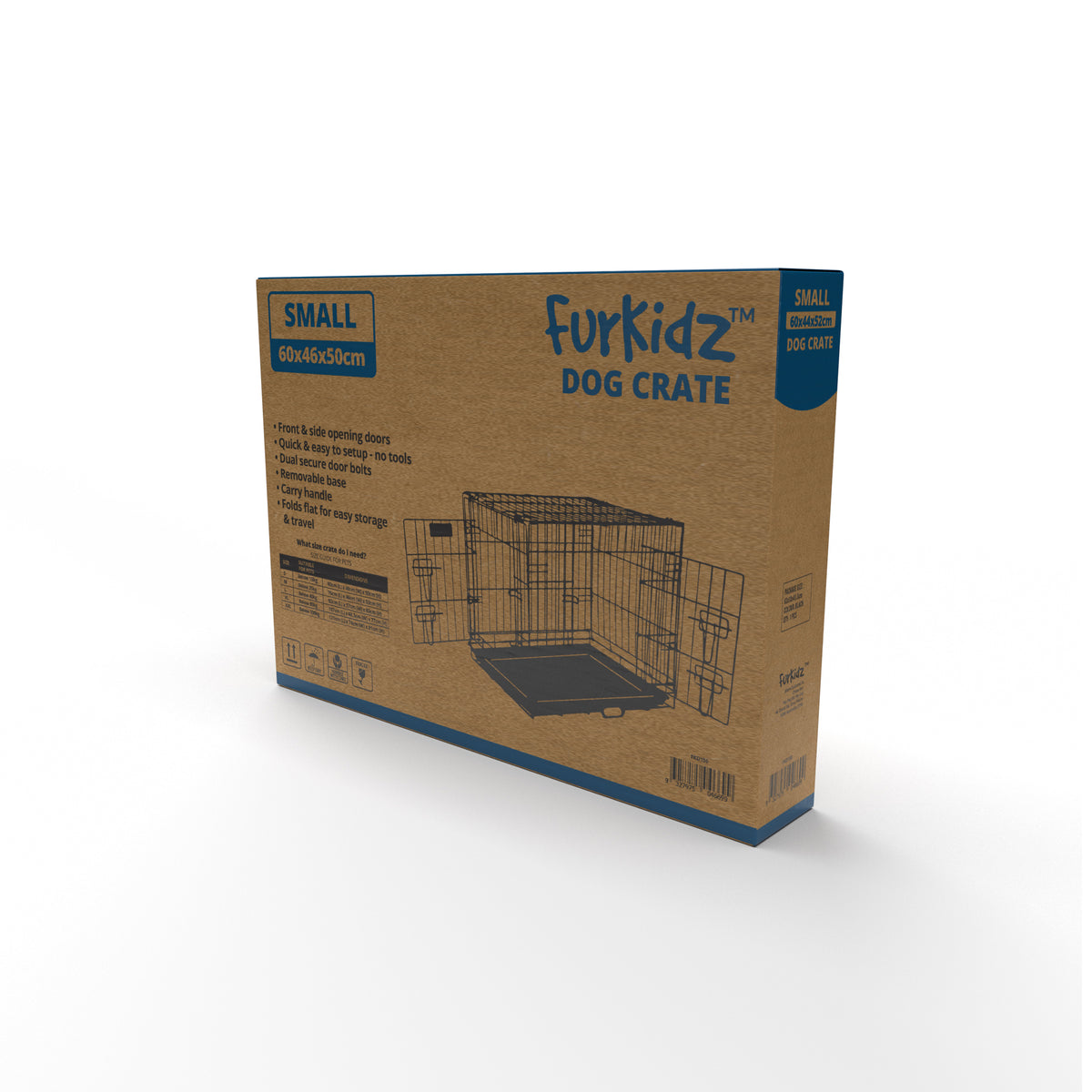FurKidz Wire Dog Cage Black - 60 X 50 X 46cm | PeekAPaw Pet Supplies