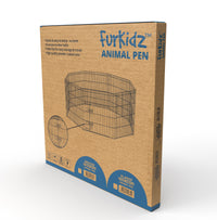 FurKidz Wire Animal Enclosure Black 8 Panels - 61 X 61cm | PeekAPaw Pet Supplies