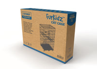 FurKidz Multi Level Cat Cage Black - 3 Level 76 X 48 X 150cm | PeekAPaw Pet Supplies
