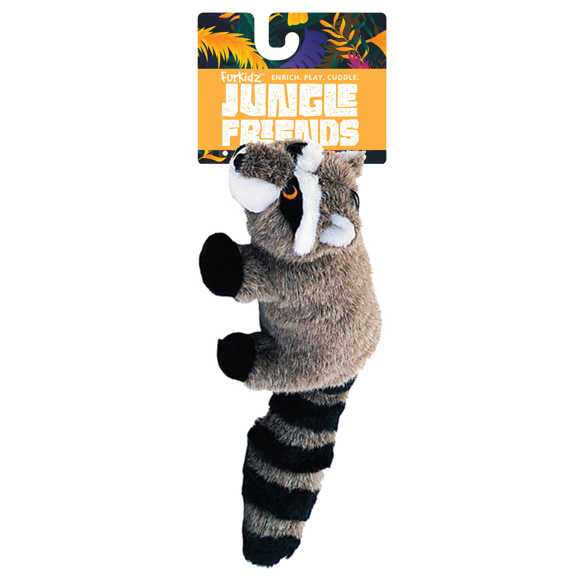 FurKidz Dog Toys Jungle Friends Raccoon - 20cm | PeekAPaw Pet Supplies