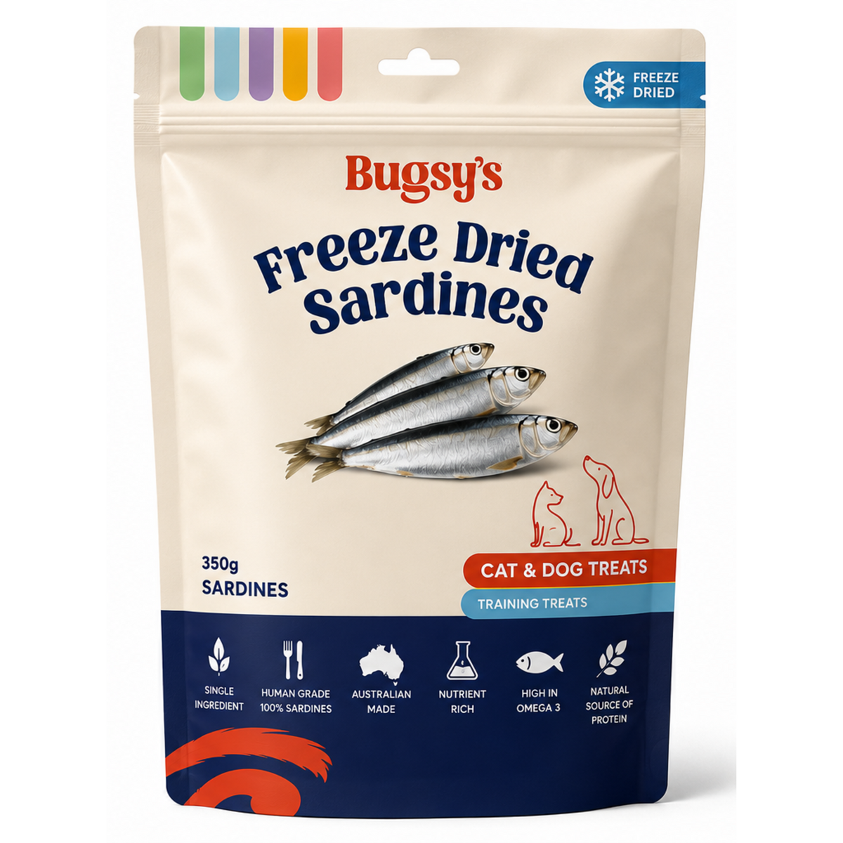 Bugsy's Freeze Dried Sardines Pet Treats 350g