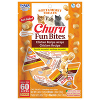 Inaba Churu Fun Bites Chicken Wraps with Chicken cat treat, front of pack, 3 packs x 12g