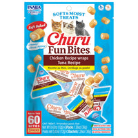 Inaba Churu Fun Bites Chicken Wraps with Tuna cat treat, front of pack, 3 packs x 12g