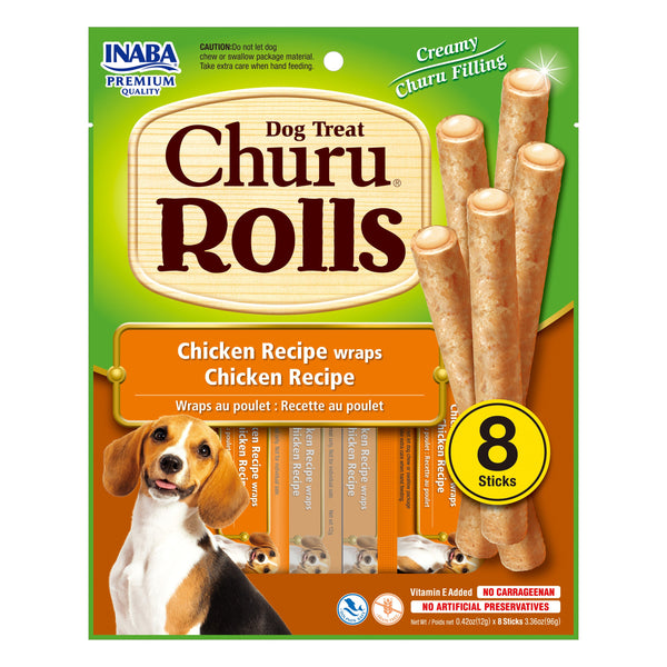 Inaba Dog Treat Churu Rolls Chicken Wraps