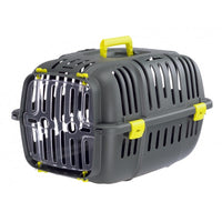 Ferplast JET 10 pet carrier in dark grey with a grille door and yellow latches