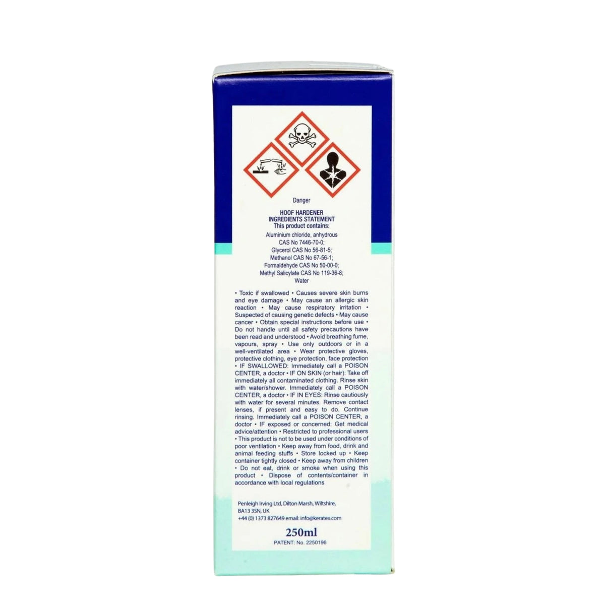 Keratex Hoof Hardener label showing directions for use