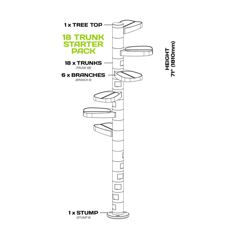 Monkee Tree - The Scalable Cat Climbing Ladder - 18 Trunk Starter Pack - Grey | PeekAPaw Pet Supplies