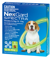 NexGard Spectra Chews for Medium Dogs 7.6-15kg, flea, tick and worm treatment, 6 pack, dog