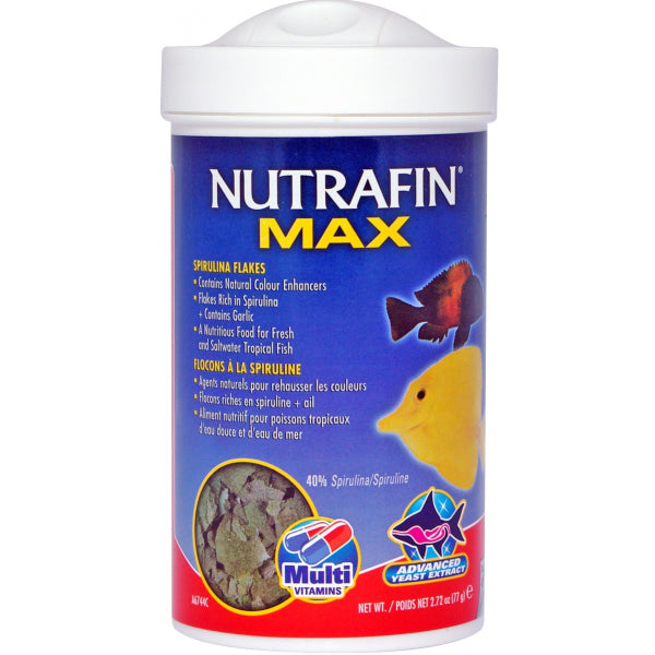 Nutrafin Max Tropical Spirulina Flakes - 77g | PeekAPaw Pet Supplies
