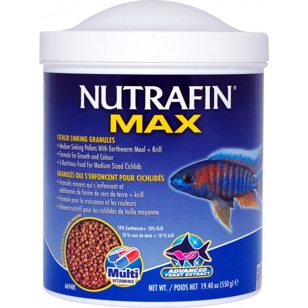 Nutrafin Max Cichlid Granules Medium - 550g | PeekAPaw Pet Supplies