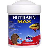 Nutrafin Max baby fish formula in a 45g tub, tropical fish pictured on the label