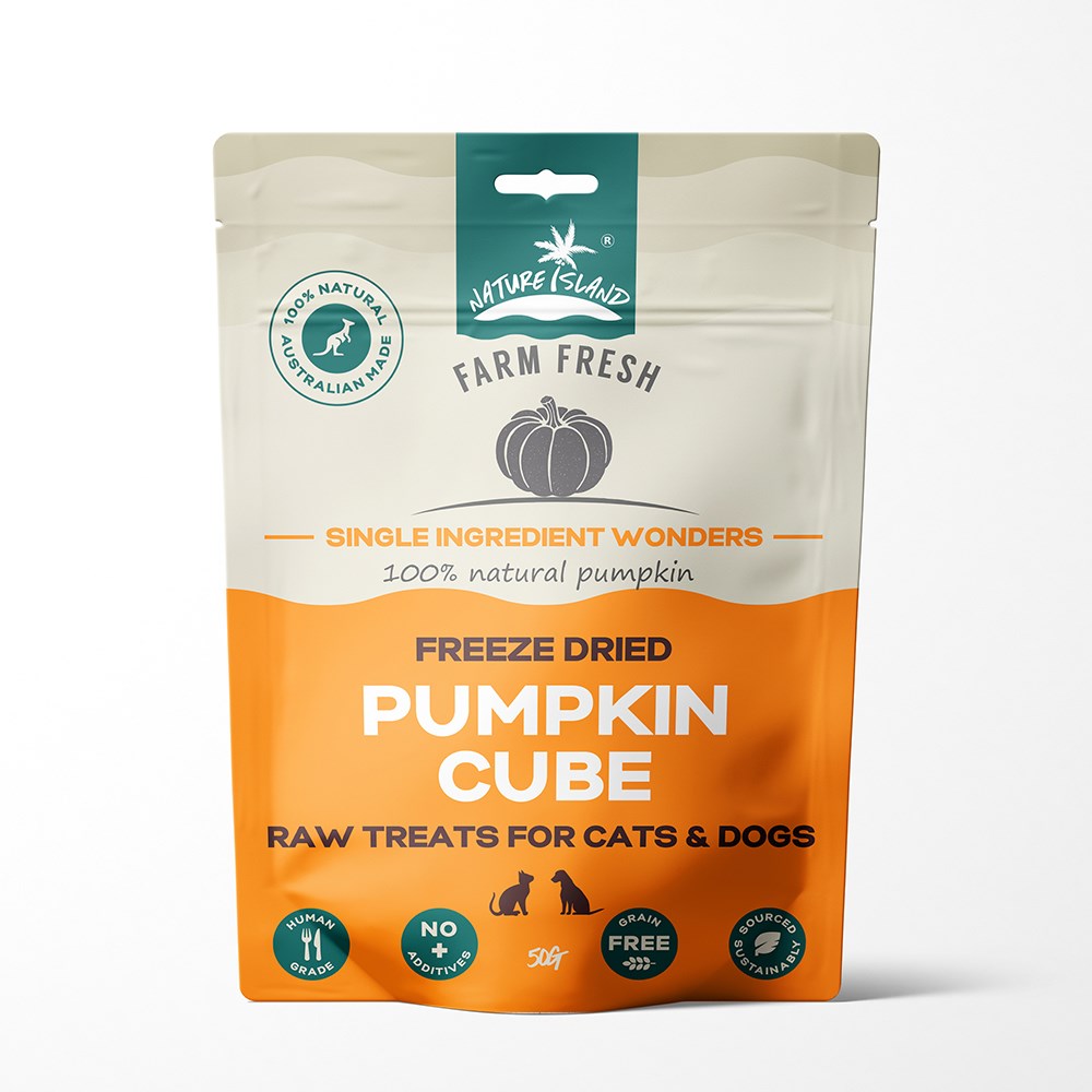 Nature Island Freeze Dried Pumpkin Cube Human-Grade Pet Treats