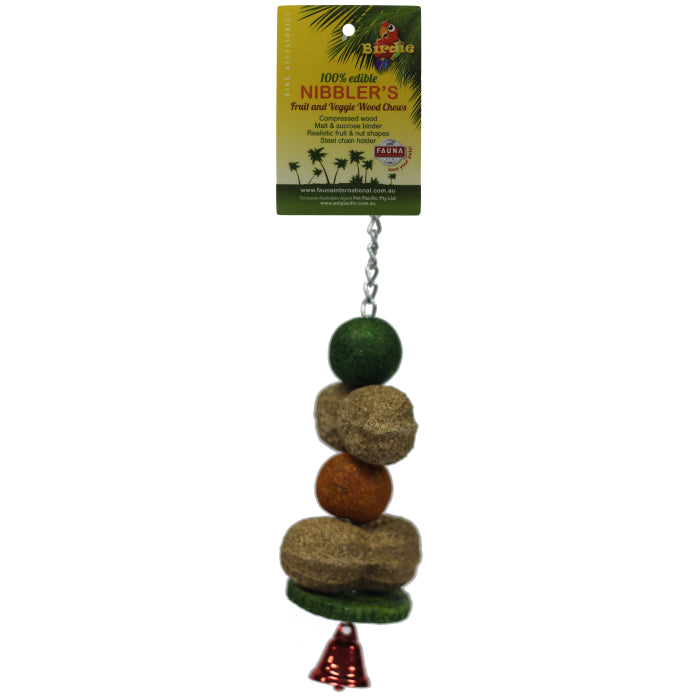 Birdie Nibbler Peanut & Melon Ball Kabob in Small, peanut and melon balls threaded on a skewer