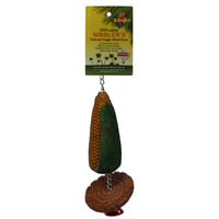 Birdie Nibbler Corn Cob & Zucchini Slice in Large, corn cob pieces and zucchini slices stacked on a skewer
