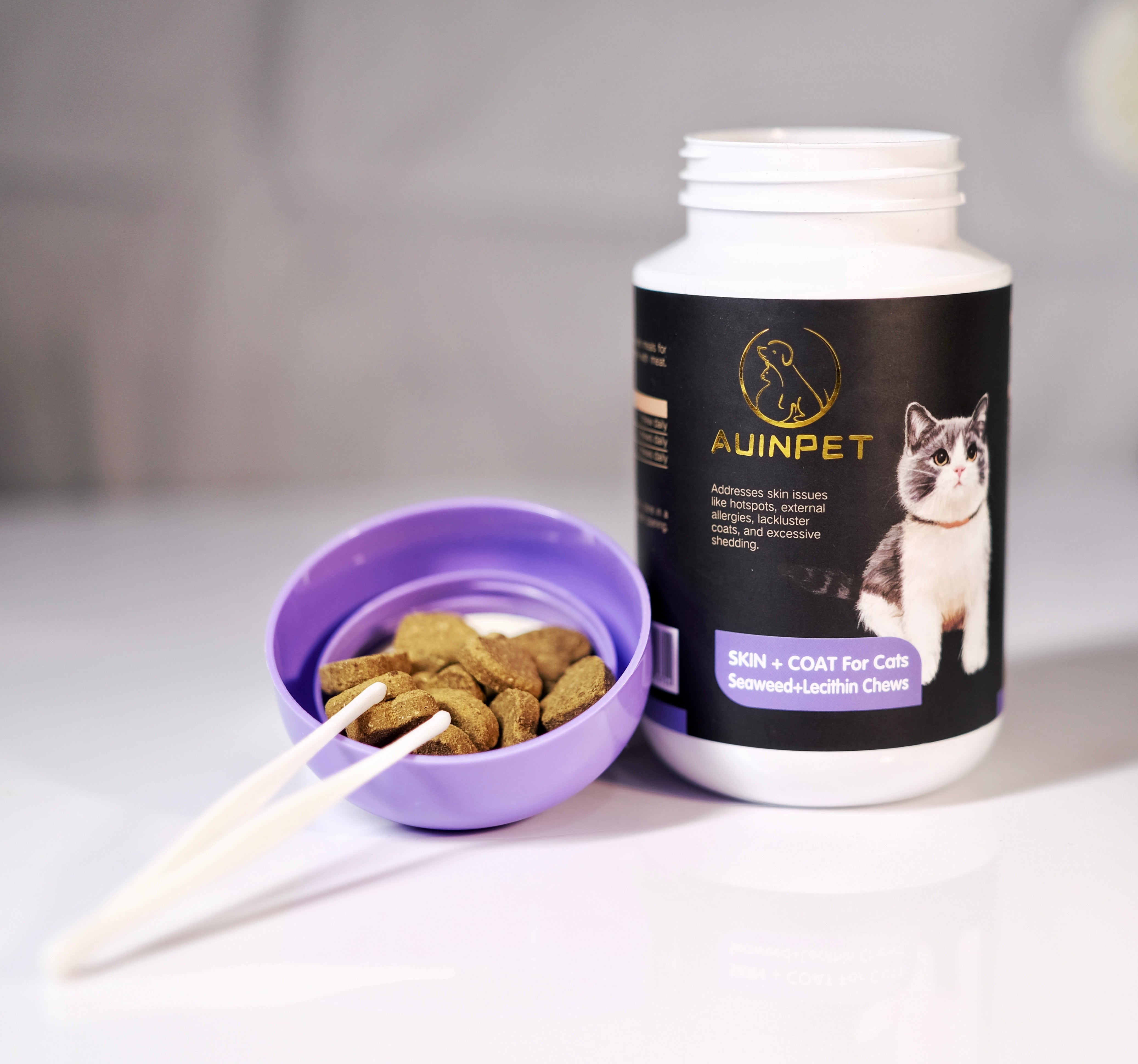 Auinpet Skin + Coat For Cats - Seaweed + Lecithin Chews
