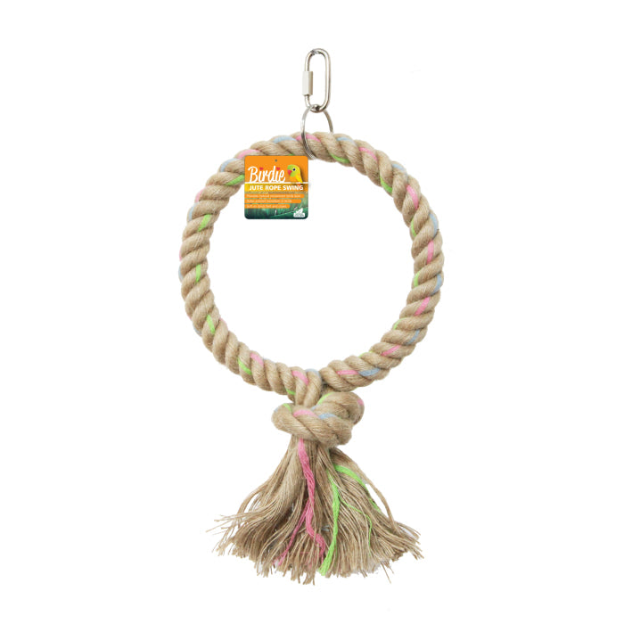 Birdie Jute Parrot Ring Single in the smaller 16cm size, one jute-wrapped ring