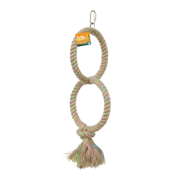 Birdie Jute Parrot Ring Double, two 16cm rings wound in coarse jute fibre
