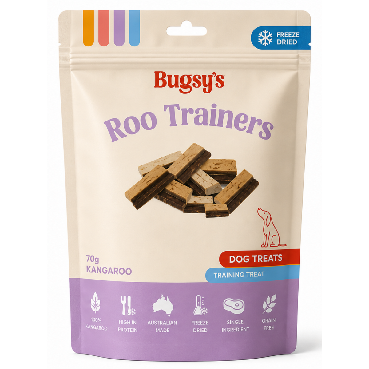 Bugsy's Freeze Dried Kangaroo Trainers Pet Treats 70g