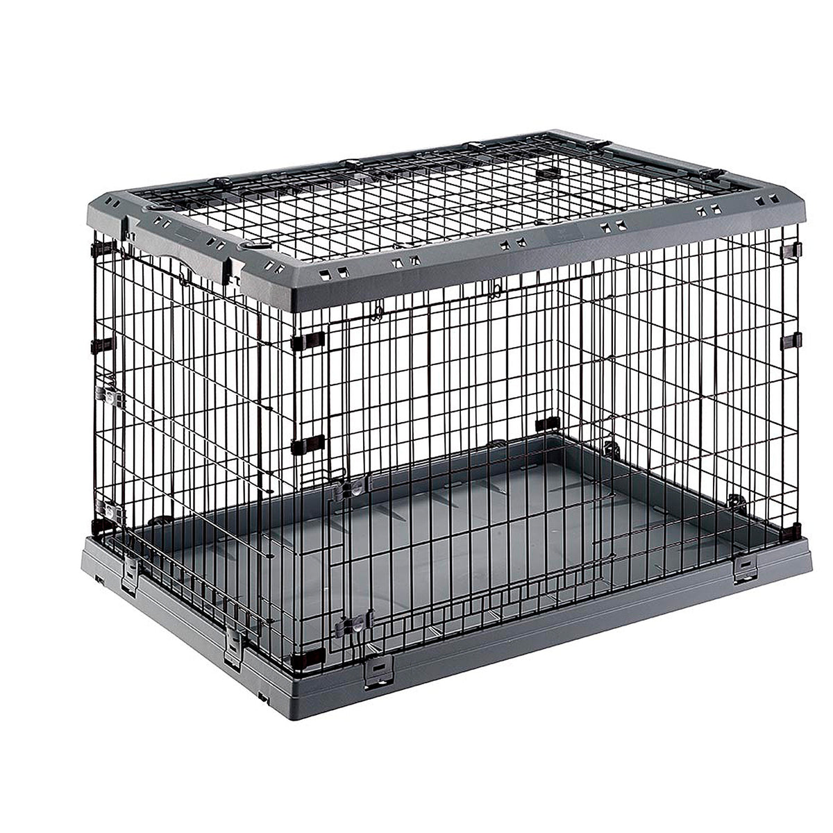 Ferplast Superior 105 folding dog crate – front three-quarter view