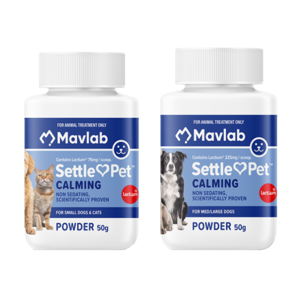 Mavlab SettlePet calming powder 50g jar for small dogs and cats