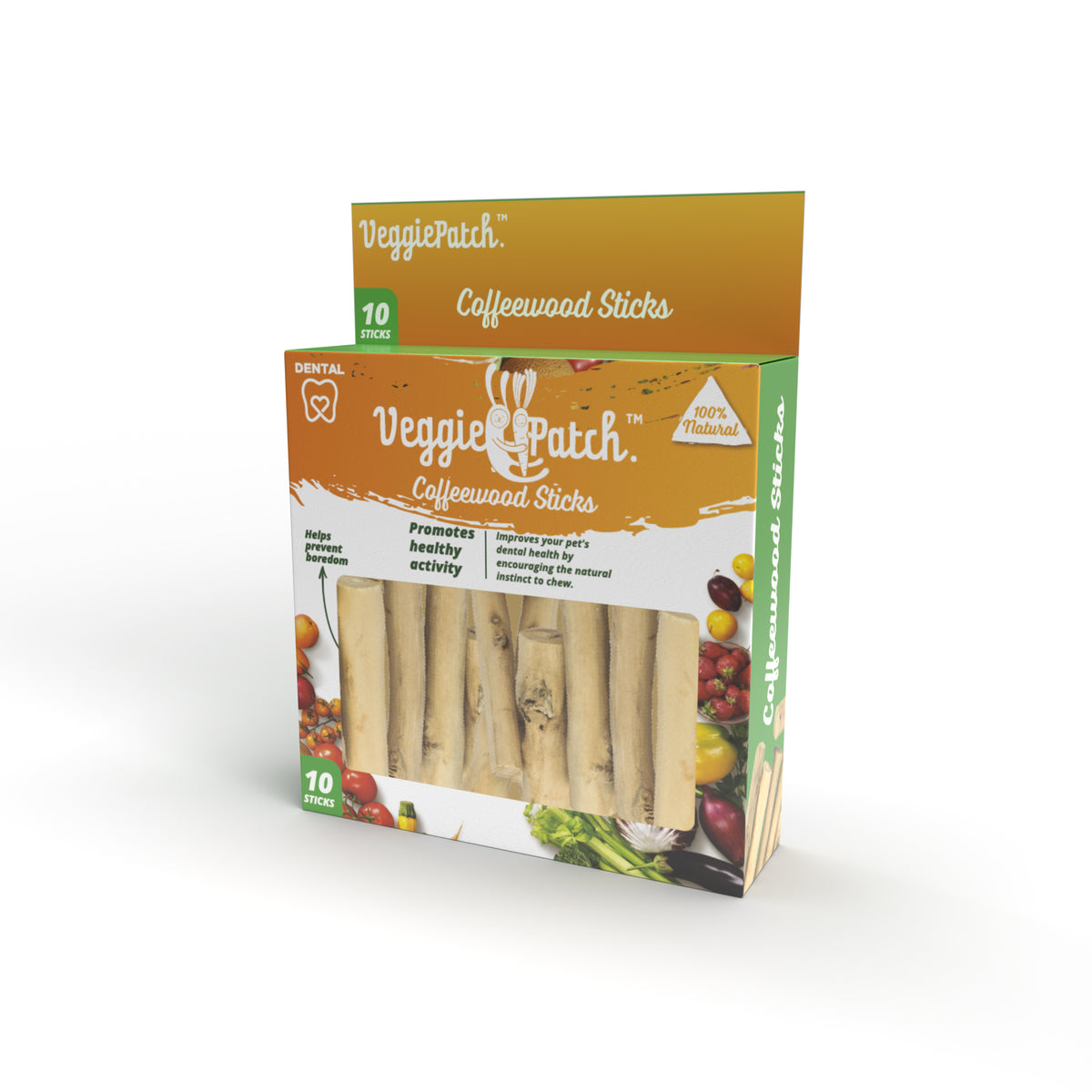 Veggie Patch Chew Blocks, ten 5 to 8cm coffee wood sticks for small animals