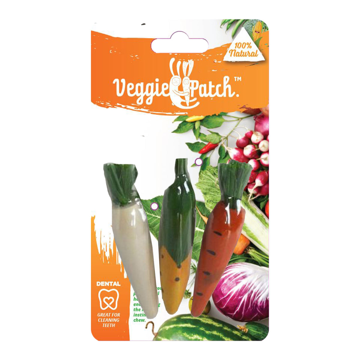 Veggie Patch Carrot and Corn Toys, three woven chew toys for small animals