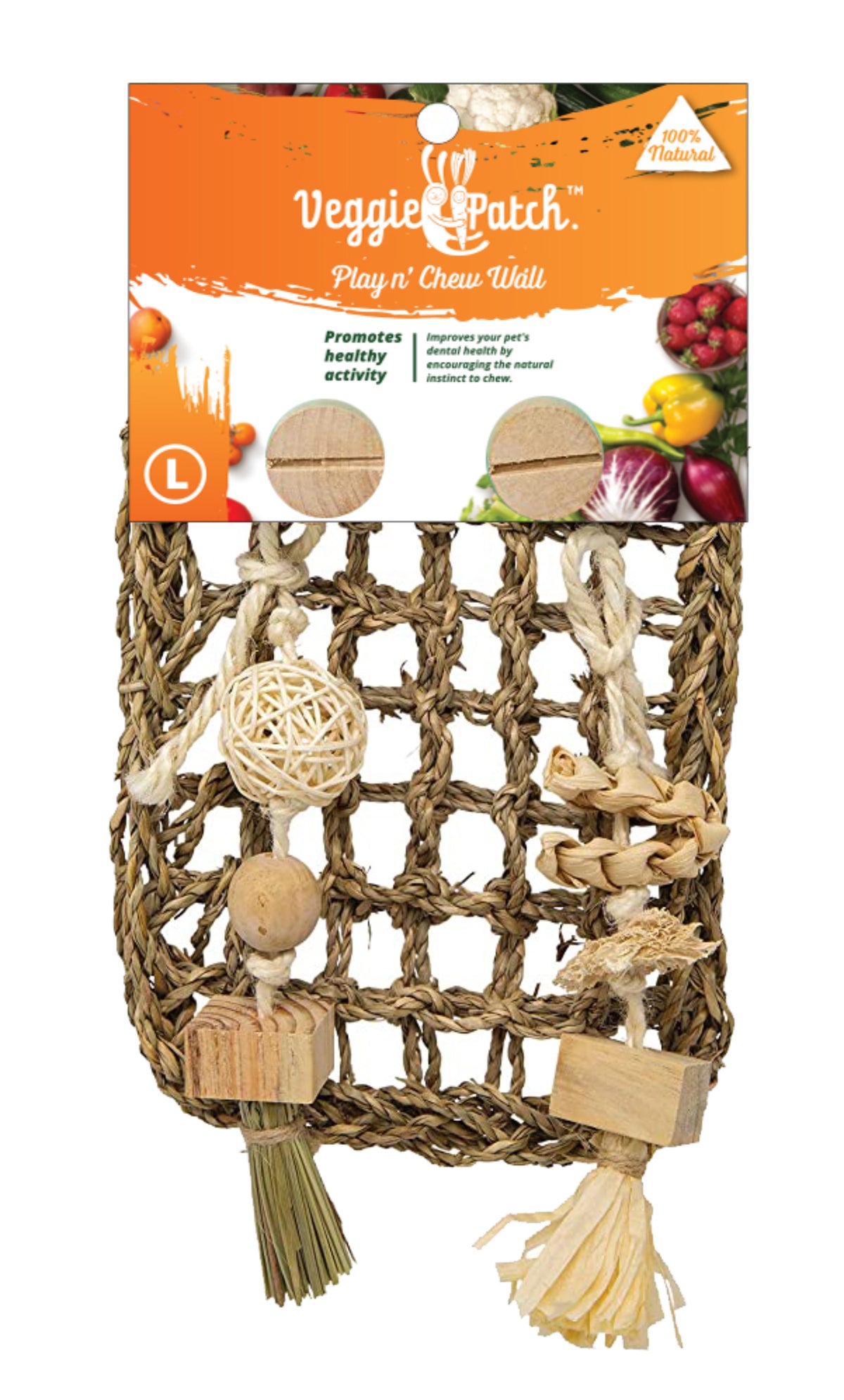 Veggie Patch Play n Chew Wall large, 28 by 18cm upright chew panel for small animals