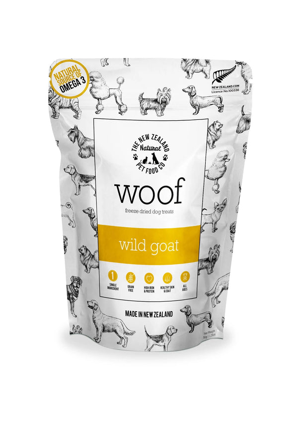 The New Zealand Natural Woof Freeze Dried Dog Treats Wild Goat