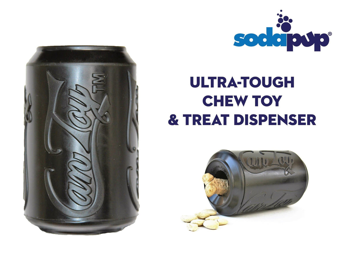 SodaPup Magnum Can Toy – ultra-tough chew toy and treat dispenser feature graphic
