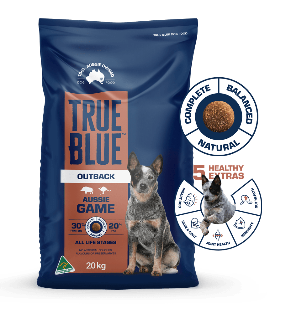 True Blue Outback Aussie Game dry dog food 20kg bag front of pack