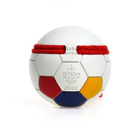 Petopia Ultra Tough Dog Toy Football Game, a football shaped treat-dispensing chew toy in 100% natural rubber
